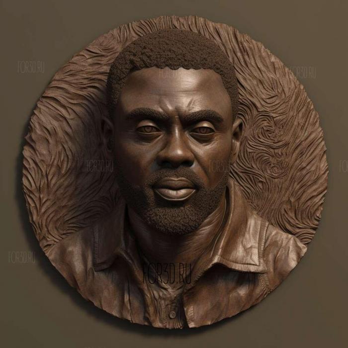 Idris Elba 3 stl model for CNC